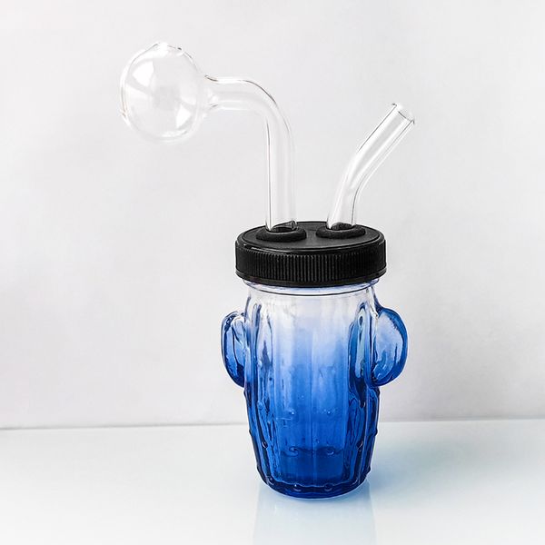 Quemador de aceite de bola grande Bubbler Bactus Pipas de vidrio Linda plataforma petrolera Nail Pyrex Pipa de agua ardiente Tazón de tabaco Cachimba gruesa para fumar Shisha Rosa Verde Azul Rojo Regalo para fumador