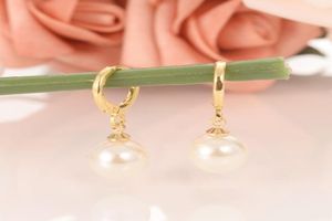 Boucles d'oreilles pendantes en or 18 carats avec pendentif boule de grosses perles GF pour femmes, simulation de perle 2666653