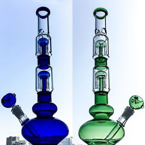 Big Beaker Bongs Narguilés Double Bras Arbre Perc Bong En Verre Tube Droit Dab Rig Conduite D'eau 18mm Femelle Joint 16.5 