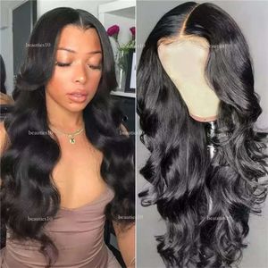 Big Black Lace Woman Real Body Wave Front Wig pré-tiré avec des cheveux de bébé 150% Denisty HD Natural Hirline Scailless Ligne