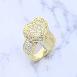 grote bling liefde hart Ring Hoge Kwaliteit mode Verharde Volledige Cz Steen Goud Zilver Kleur beste party gift Sieraden