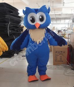 Big Blue Owl Mascot Costumes Cartoon Fancy Suit for Adult Animal Thème Mastre Carnival Costume Halloween Fancy Dishing