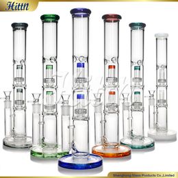 GROOT GLAS Bong Hookahs Glazen waterpijp Dab Rig 17 inch Dubbele douchekop Percolator 5 mm dik Glazen water Bong voor roken