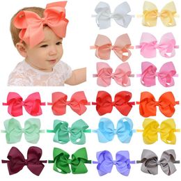 Diadema con lazo grande para bebé, 20 colores, diademas de cinta sólida para niñas pequeñas, bandas elásticas anudadas para el cabello para niños, accesorios bohemios para bebés