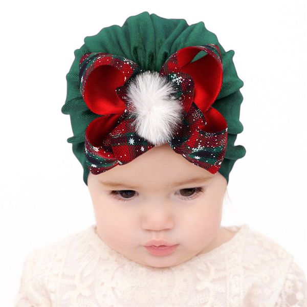 Gorro turbante de terciopelo para bebé con lazo grande para Navidad, gorro de tela de terciopelo para recién nacido, gorros, gorro de Hospital, regalo de Navidad para bebé