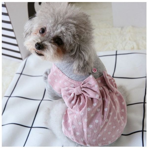 Lazos grandes Princesa Ropa para perros Chihuahua Invierno Otoño Otoño Amor Vestidos para mascotas XS S XXL Pequeño Animal mediano Ropa para gatos Suministros 296l