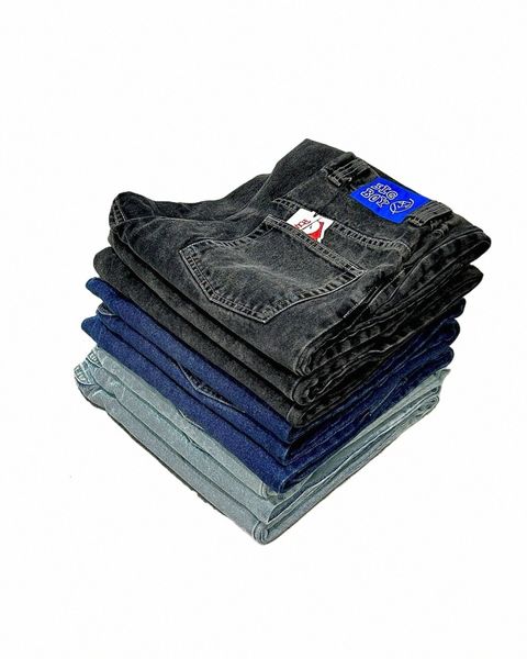 Big Boy Jeans Y2K Pantalones Harajuku gótico Hip Hop Carto bordado gráfico Retro Azul cintura alta pantalones vaqueros holgados para hombre pantalones anchos H5J1 #