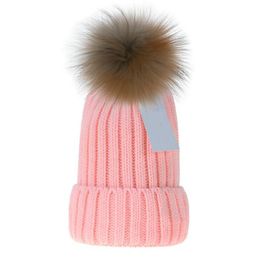 Gorros grandes de marca para niños y niñas, gorros encantadores para hombres y mujeres, gorro tejido de lana con bola de pelo de zorro, gorro cálido en otoño e invierno, gorro de moda para adultos