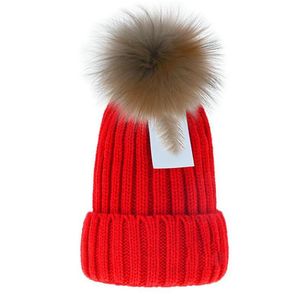 Chapeaux de marque pour grands garçons et filles, casquettes pour hommes et femmes, boule de poils de renard, chapeau tricoté en laine, chaud en automne et en hiver, bonnet à la mode