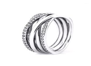 Grote Bruidssets Ring Authentieke 925 Sterling Zilver Clear CZ Verstrengelde Ringen voor Vrouwen Sieraden R02816282538