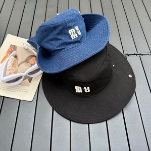 Chapeau de pêcheur à grands bords, casquettes de soleil avec lettres brodées à la mode, chapeaux en Denim à larges bords