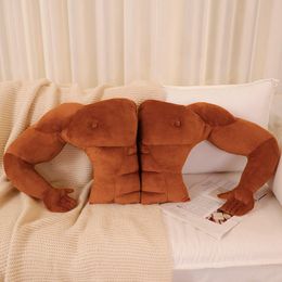 Big Brown Muscle Man Plush Toy Gevulde zachte vriendje arm kussen leuke poppen Kawaii geschenken voor vriendinnen kamerbeddecoratie