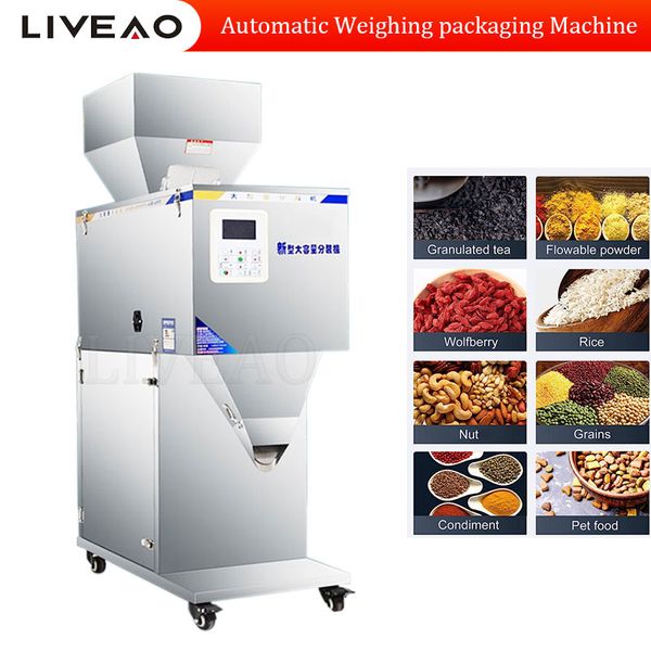 Máquina automática de pesaje y llenado de sal, azúcar y café con especias, Panel LCD de gran capacidad, 20-5000g, con embudo grande