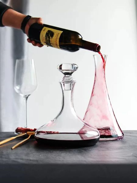 Big Capacity Decanter Handmade Crystal Red Wine Brandy Champagne Glasses Bottle Jug Pourer Aerator For Family Bar 240122