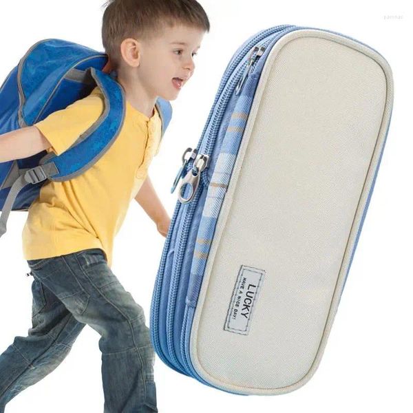 Sac de papeterie portable à grande capacité portable porte-stylo mignon fournitures d'école pour les élèves imperméables et extensibles