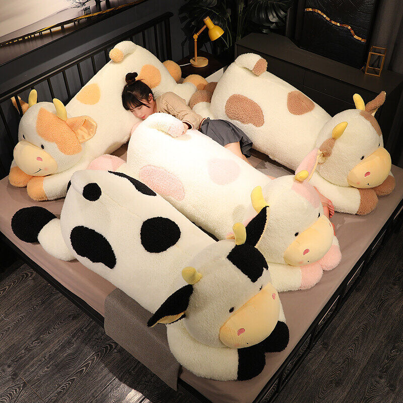 Büyük çizgi film inek peluş oyuncak dev yumuşak süt inek doldurulmuş bebek uyku yastık yastık doğum günü hediyesi dy10164