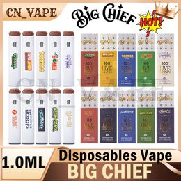 Big Chief Live Resin Carts Atomizador Desechable Vape Pen 1,0 ml Carros vacíos Moon Sugar Precalentamiento Desechable 3G Space Club Dabwoods Runty Packman Pen