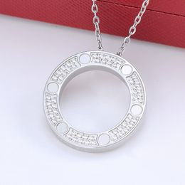 Grote cirkel hanger ketting ontwerper voor vrouwen diamanten sieraden roségouden zilveren ketting titanium stalen hangers tenniskettingen ontwerper sieraden feestcadeau