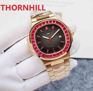 Grote kleurrijke diamanten ring vierkante horloges 40 mm automatisch uurwerk 904l roestvrijstalen horloge heren dames 2813 mechanische horloges lichtgevend