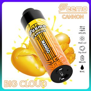 Big Could Vape kit de inicio de vaporizador UE Venta caliente Feemo Cannon cigarrillo electrónico desechable 18 ml vaina desechable vape vapeo de 0,5 ohmios con 0,8% de nic e-jugo precio al por mayor