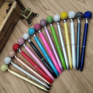 Grote Crystal Diamond Ball Metal Ballpoint Pennen School Kantoorbenodigdheden Signature Pen Student Gift 18 Kleuren kunnen uw logo aanpassen