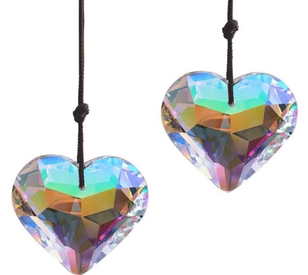 Big Crystal Heart Pendants Décorations de jardin Prismes Prisms Chandelier Sun Catcher suspendu Ornement7986750