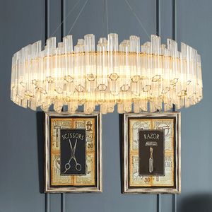 Grandes Lampes Suspendues En Cristal Américain Moderne Cristal Tuyaux Luminaires Suspendus Luminaire Américain De Luxe Lampe Suspendue Européen Brillant Droplight Maison Éclairage Intérieur Décor