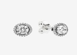 Pendientes de boda con diamantes de circonita grande, joyería de verano para mujer, pendientes redondos de plata de ley 925 con halo y brillo, con caja original 5509723