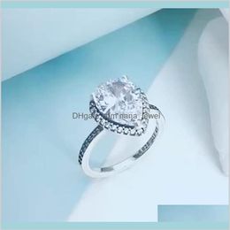 Big Cz Diamond Wedding Ring Haute Qualité 925 Sterling Silver Pour Pandora Sparkling Teardrop Halo Ring Avec Boîte D'origine Femmes Jewe211y