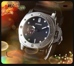 Grote wijzerplaat Lumious Quartz Fashion Mens Watches 50mm Auto datum Dikke rubberen riem horloge groothandel mannelijke geschenken polshorloges