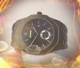 Grand cadran hommes horloge classique bracelet montre batterie pouvoirs chronographe Quartz chronomètre noir bleu caoutchouc bracelet en acier inoxydable montres reloj de lujo