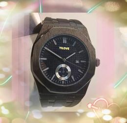 Grote wijzerplaat quartz batterij uurwerk horloge heren rubberen roestvrijstalen riem armband Klassieke royale super heldere waterdichte horloges montre de luxe geschenken