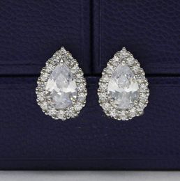 Big Diamond Dropshaped Stud Ladies Designer oorbellen Sterling Silver Clover Diamond Studs Frivole Oorring Oorring voor vrouwen High622353333