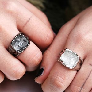 Grote diamantringen heren hiphop ring sieraden onregelmatige steen solitaire ring zwarte zilveren trouwringen voor feest