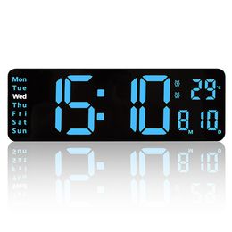 Big Big Digital Led Wall Clock con calendario y pantalla de temperatura para la mesa de la sala de estar Decoración de escritorio de la sala de estar