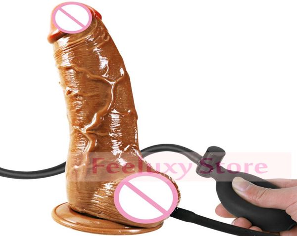Gros gode réaliste énormes godes gonflables pour les femmes masturbateur Plug Anal jouets sexuels gays gode noir vraie pompe Y2004107100243