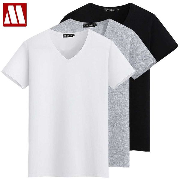 Gran descuento, 3 unids/lote, camisetas básicas de talla grande, camisetas de verano para hombre, camiseta corta de algodón de marca para hombre, ropa sencilla sólida para hombre 210707