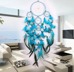 Grote Dreamcatchers Wind Chime Net Hoops met 5 ringen droomvanger voor autolandenhangende klachten ornamenten decoratie Craft 2393513