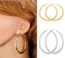 Grote oorbellen Nieuwe trendy roestvrij staal18k Real Gold Compated Fashion Jewelry Round Round Hoop -oorbellen voor dames99848171981759