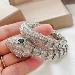 GROTE elastische slangachtige designer enkele armband voor dames diamant Verguld 18K uitgehold officiële reproducties klassieke stijl Nooit vervagen 009