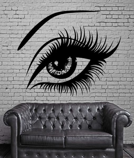 Gran pestañas de ojos Vinly Palabra de pared sexy hermosa decisión de pared de ojo de ojo de la pared de la pared del hogar