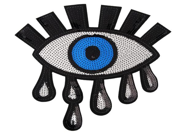 Badge yeux à paillettes argentées grands yeux, patch brodé à repasser sur applique pour accessoires vestimentaires, décoration de sac 5905485