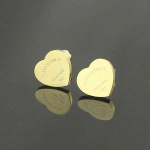 Pendiente de acero 316L de marca famosa grande, pendientes de lujo con forma de corazón para mujer, pendientes de amor, joyería de moda al por mayor