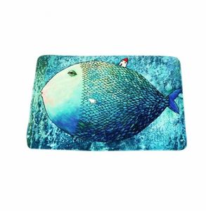 Tapis Big Fish Tapis antidérapant porte d'entrée enfant salon chambre salle de bain tapis paillasson bleu mer pour chambre d'enfant décoration306T5916875