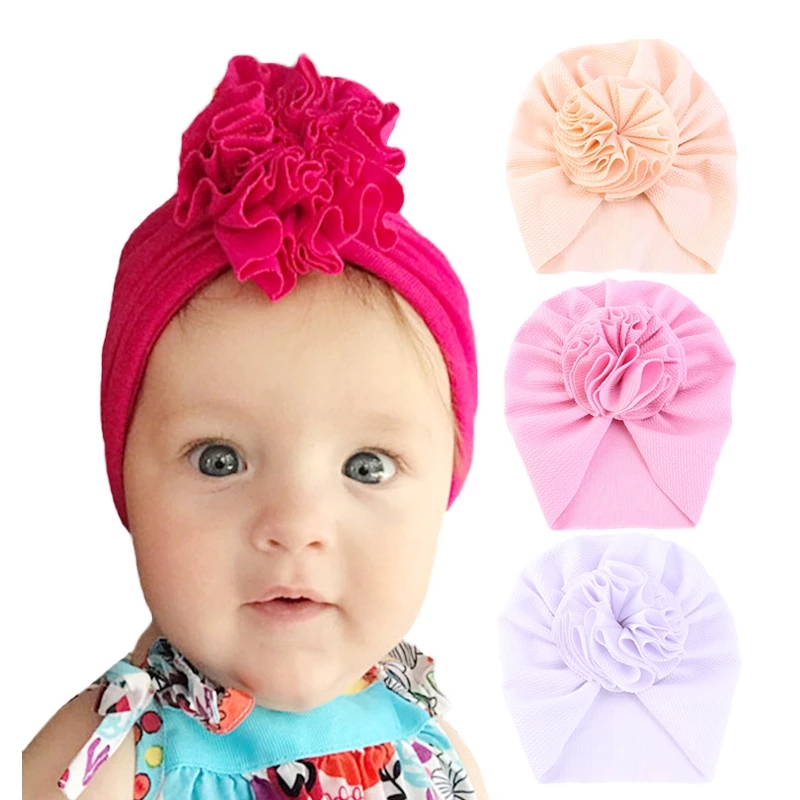 Sombrero grande de flores para niña, accesorios para bebé recién nacido, turbante para primavera, verano y otoño, gorro para niño pequeño, gorro, gorro para niño