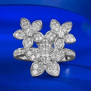 Grote Bloem Moissanite Diamond Ring Real 925 Sterling Silver Party Wedding Band Ringen voor Vrouwen Engagement Sieraden Gift