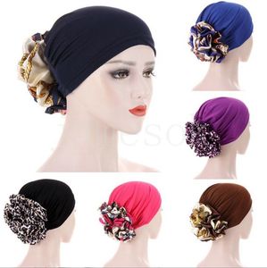 Grote Bloem Tulband Motorkap Voor Vrouwen Moslim Onder Hijab Caps Effen Kleur Islamitische Innerlijke Hijaabs Headwrap Chemo Cap DE611