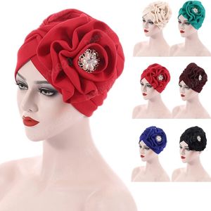 Gorro de turbante de flores grandes, gorro plisado indio para mujer, gorros africanos, gorro, pañuelo elástico musulmán, gorros