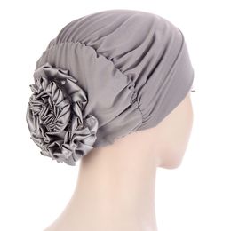 Big Flower Volumizer Scrunchie 2021 Nieuwe Stretchy Moslim Inner Hijab Caps Dames Turban Hoed Vrouwelijke Hoofd Wraps Underscarf Hat