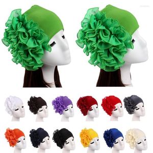 Grote bloemen tulbanden voor vrouwen rekbare hoofddoek motorkap moslim Arabische hoofd wrap cap dames beanie hoed haaraccessoires chemokaps beanie/schedel